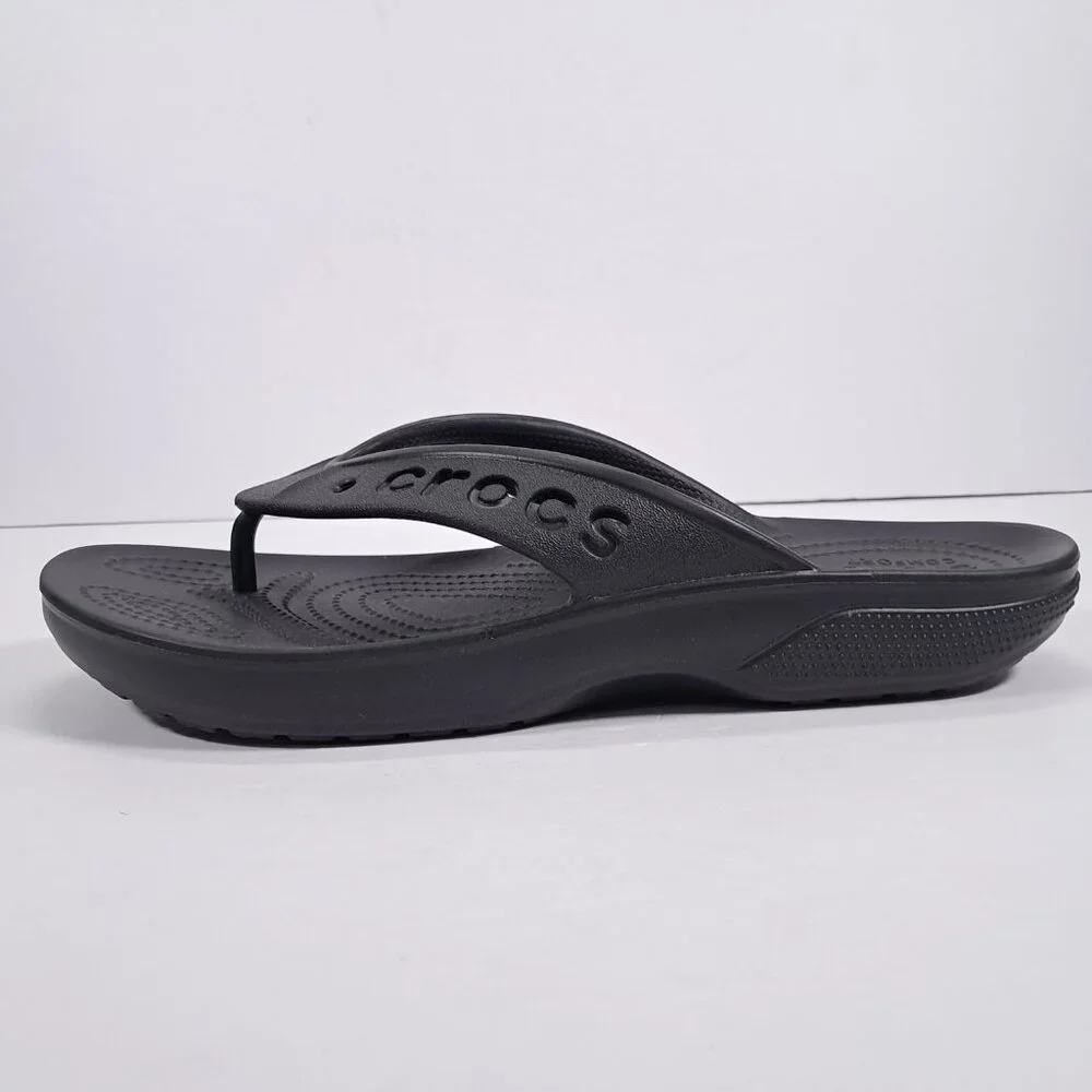 CROCS Sandals Unisex M8 W10 Black Thong Baya II Flip Flops
